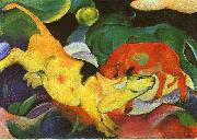 Franz Marc Cows, Yellow, Red, Green oil painting on canvas